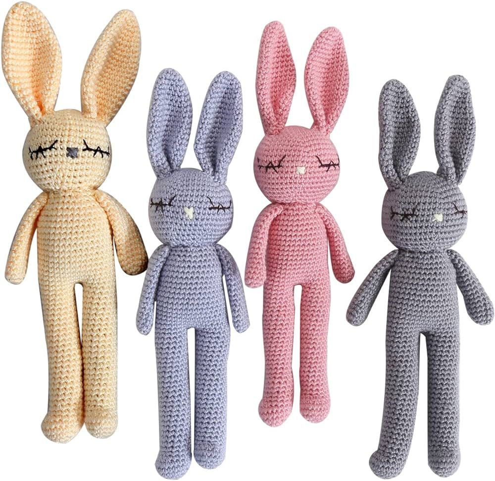Moni's Choice Stuffed Animal Baby Bunny Rabbit Plush Knitted Doll Baby Sleep Toy Newborn (Pink) | Amazon (US)