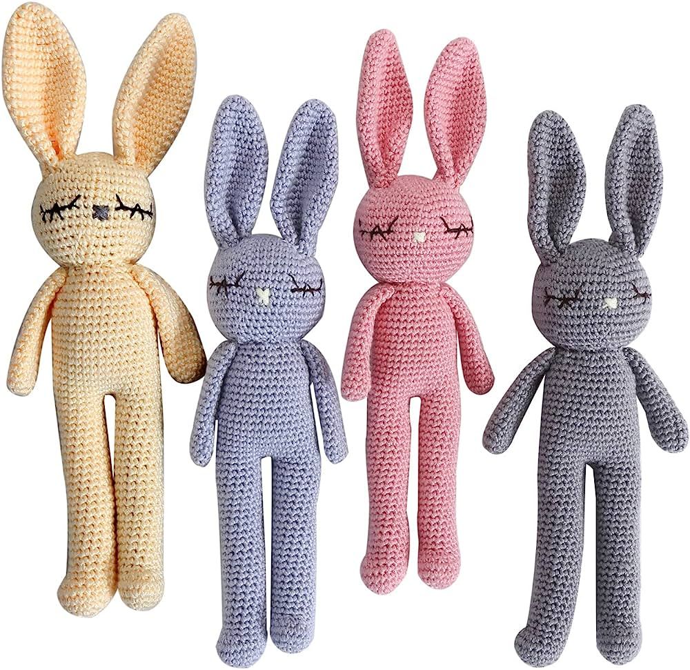 Moni's Choice Plush Baby Bunny Rabbit Easter Gifts Handmade Stuffed Animal Hand-Knit Doll Baby Lo... | Amazon (US)