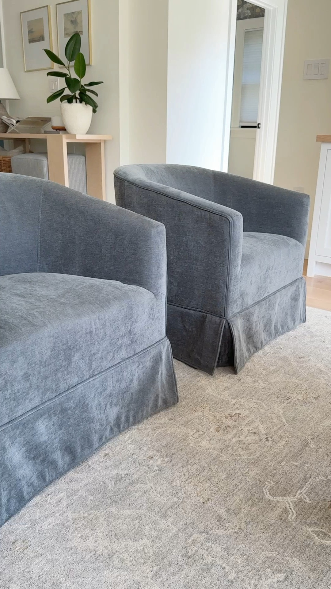 Gray swivel chairs from Amazon. Read slightly blue, comfortable sit and smooth swivel. Perfect for small spaces 

#LTKVideo #LTKStyleTip #LTKHome