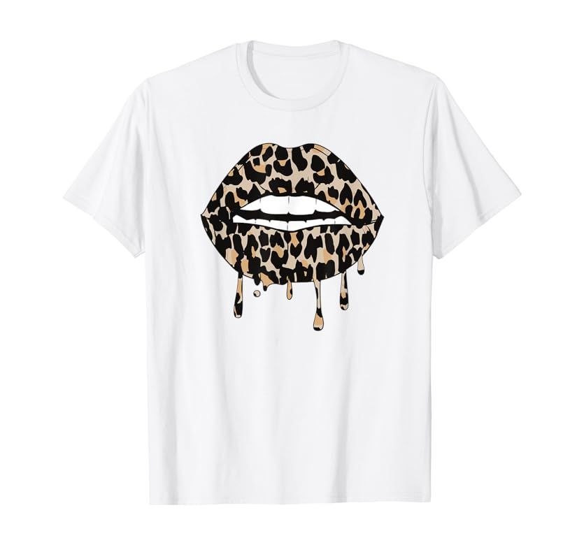 Cheetah Print Kiss, Leopard Print Animal Print Lips T-Shirt | Amazon (US)
