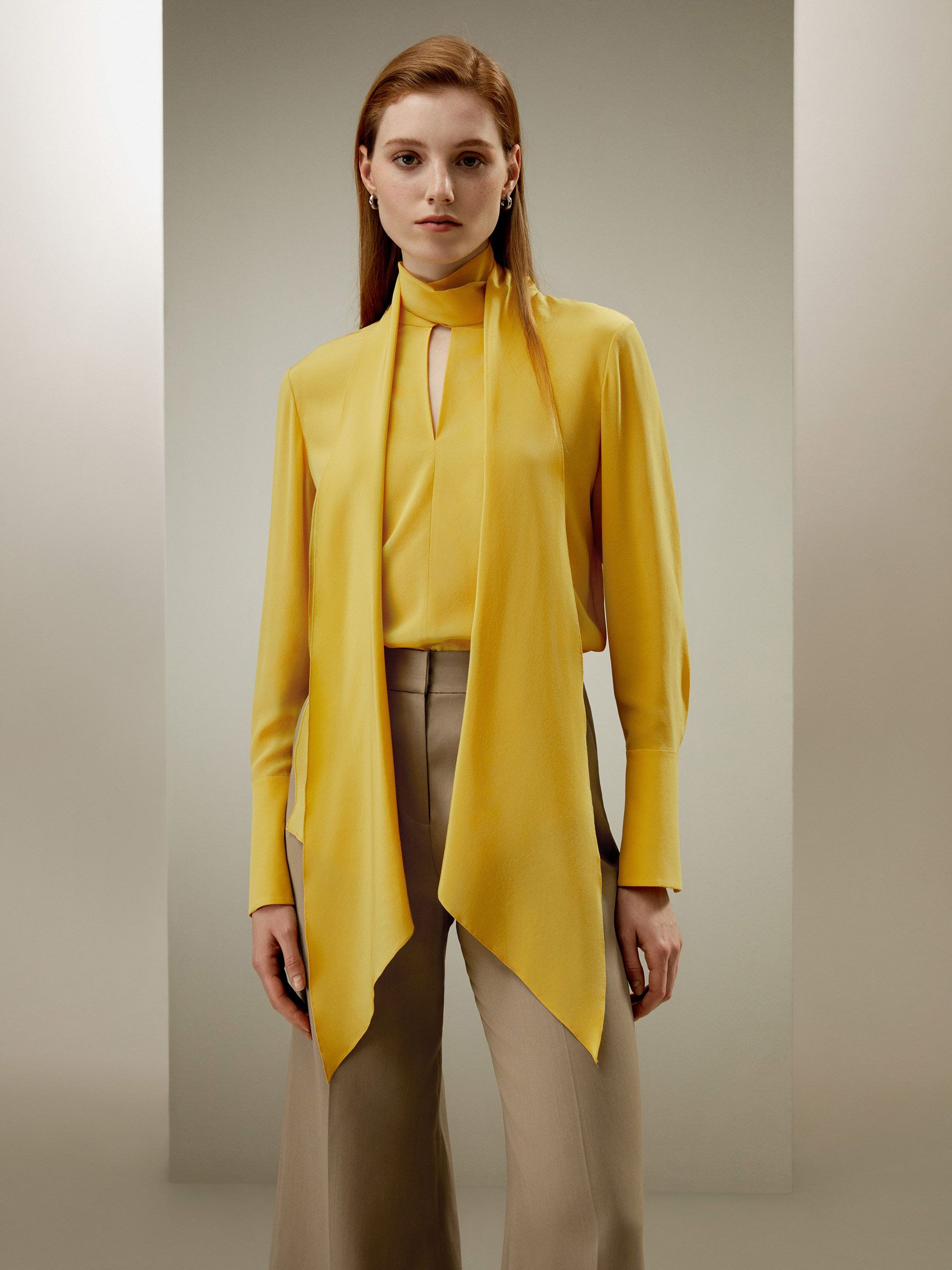 Flowing Draped Tie-Neck Blouse | LilySilk