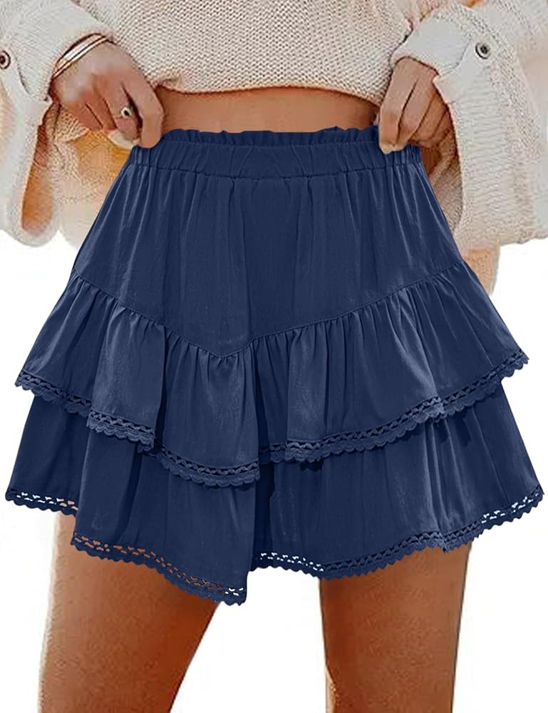 LOMON Flowy Skorts for Women Ruffle Tiered Skorts Casual High Waist Mini Skirts Tennis Golf Croch... | Amazon (US)