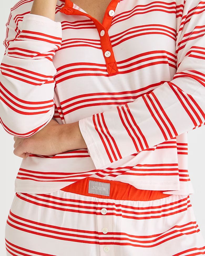 Dreamiest long-sleeve henley pajama set in stripe | J.Crew US