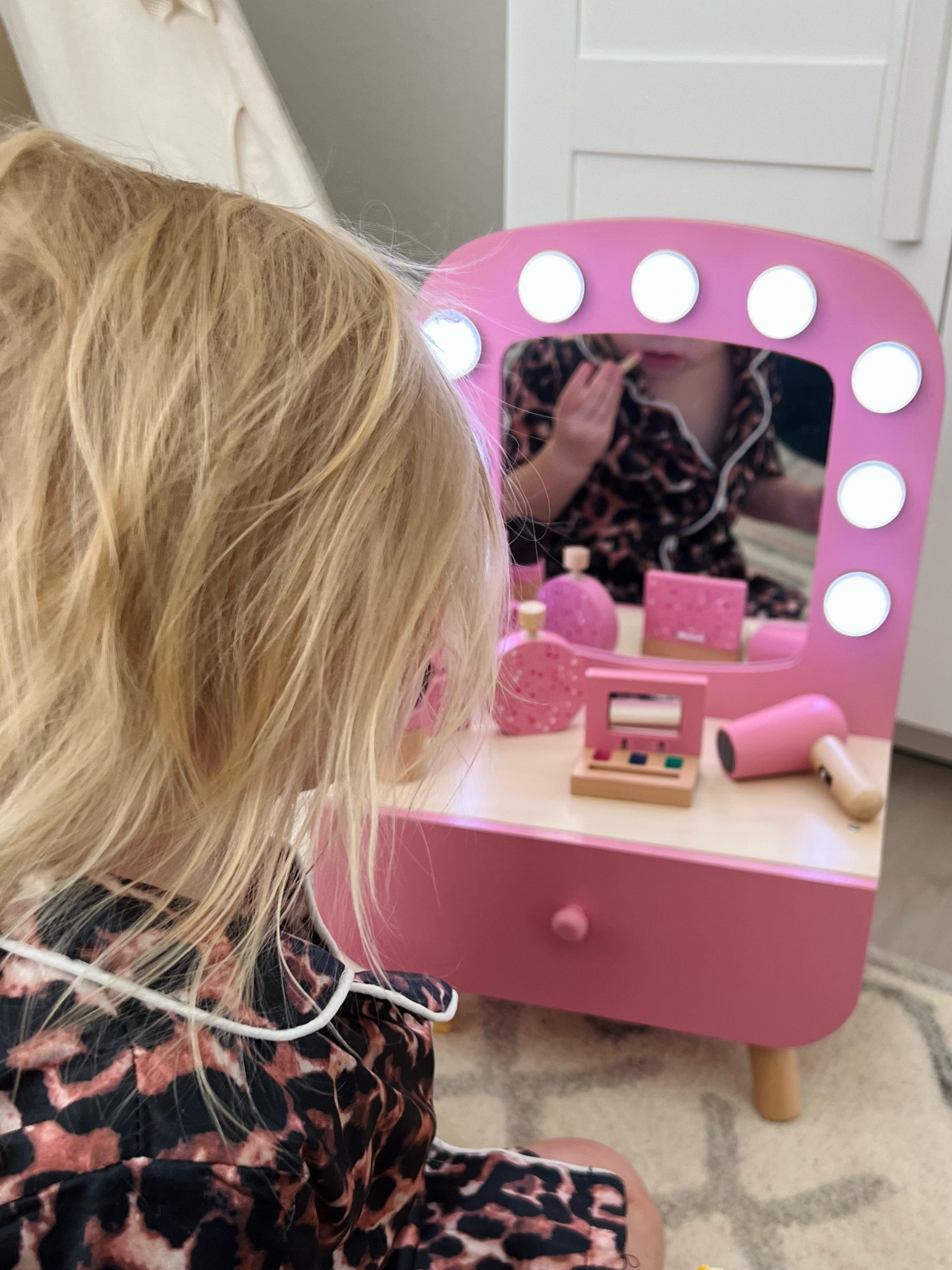 This LED wooden vanity set is too cute!!!  💅🏻 
pretend play/ play makeup/ play beauty/ wooden toys/ toddler girl toys/ little girl toys/ christmas gift ideas

#LTKkids #LTKsalealert #LTKGiftGuide