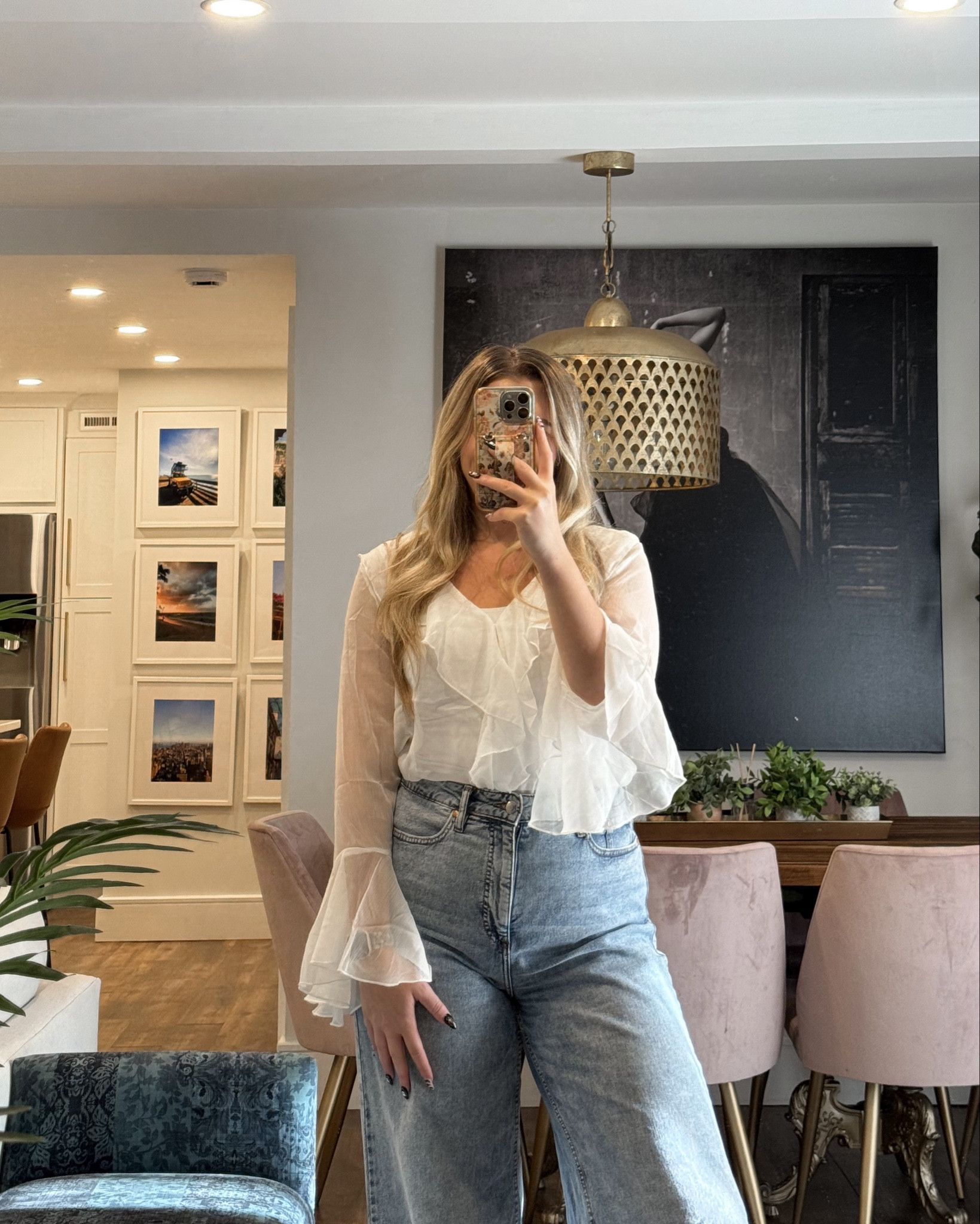 The cutest free people chiffon ruffle top! Romantic and perfect for fall of the holidays! Fall outfit inspiration. Wearing a large.

#LTKSeasonal #LTKMidsize #LTKStyleTip