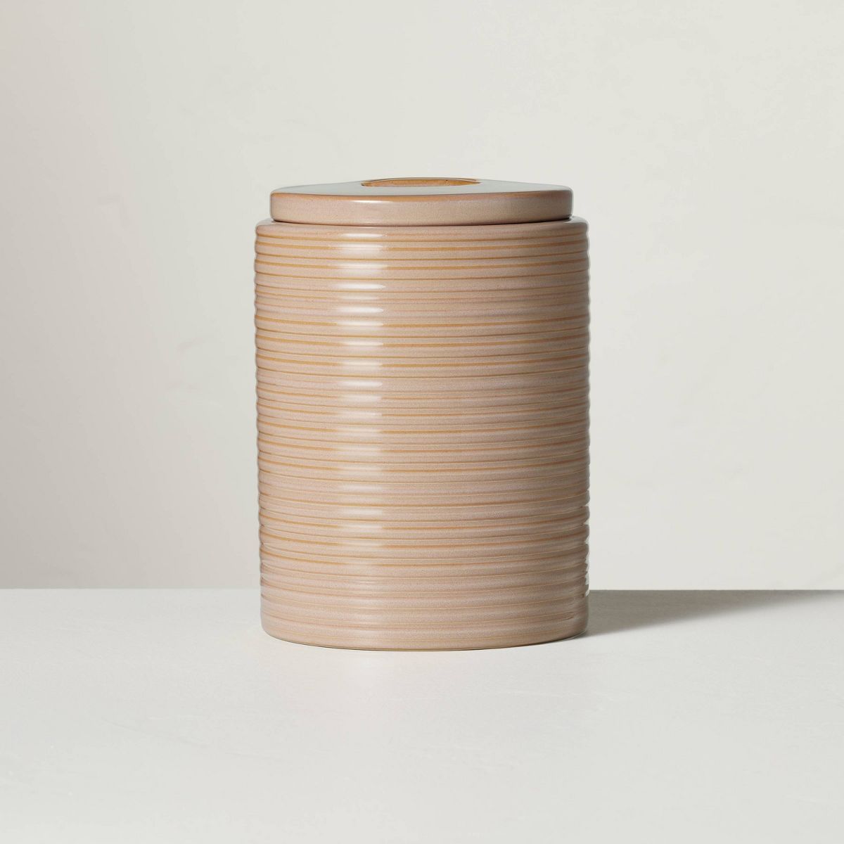 68oz Ribbed Stoneware Canister Blush - Hearth & Hand™ with Magnolia | Target