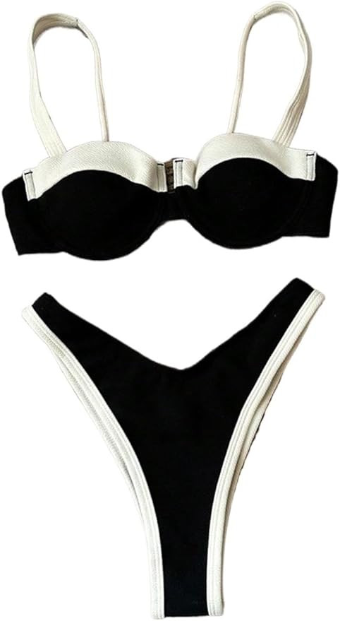 TOOSIS Bikini Sets for Women Sexy Colorblock Sleeveless Sexy Bikini Set Bathing Suit | Amazon (US)