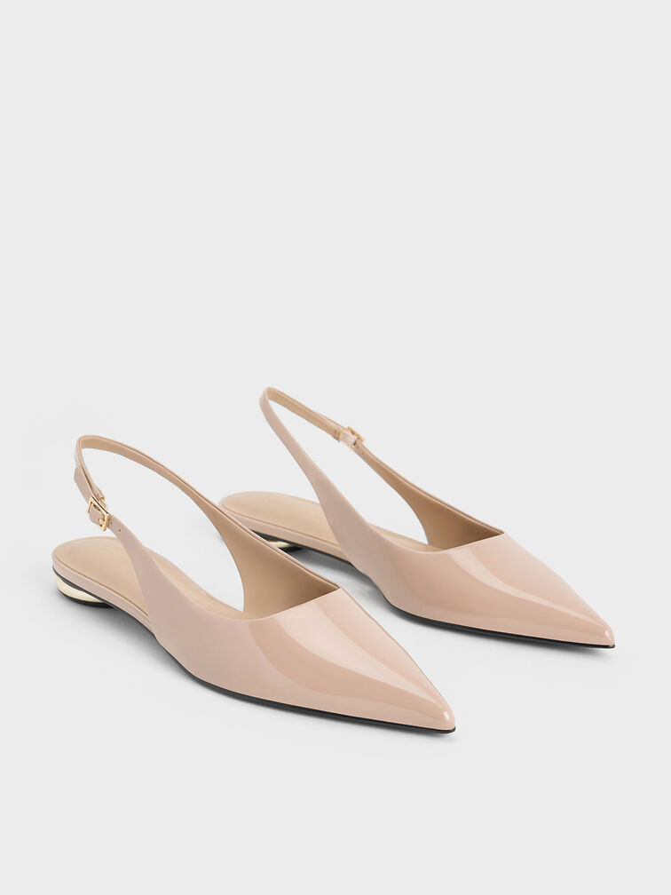 Silver Metallic Pointed-Toe Slingback Flats | CHARLES & KEITH UK | Charles & Keith UK