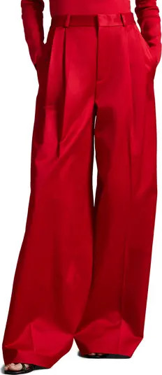 Polo Ralph Lauren Pleated Satin Wide Leg Pants | Nordstrom | Nordstrom