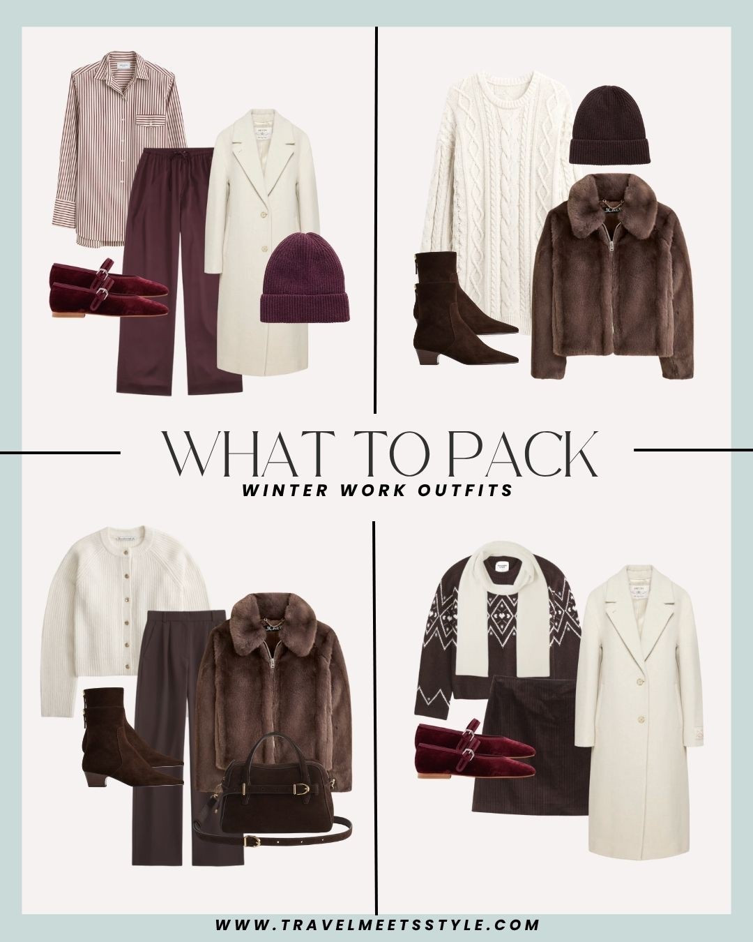 Sharing the ultimate winter packing list for women, including winter work outfits ❄️ Head to travelmeetsstyle.com to read the full post + explore more winter outfit ideas for every adventure! 

#LTKTravel