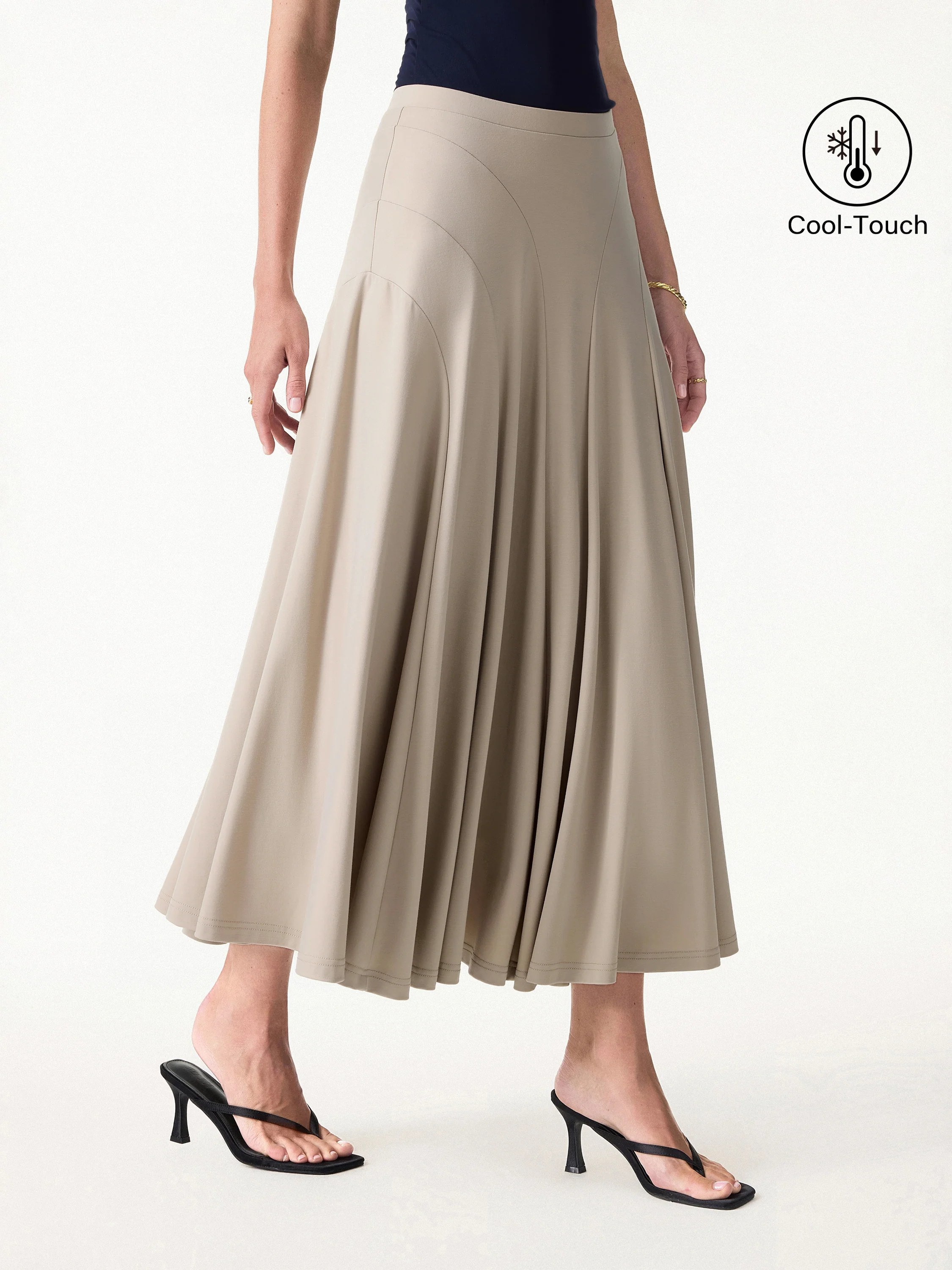 Flowy Drapey Mid Rise Midi Skirt | OGLmove
