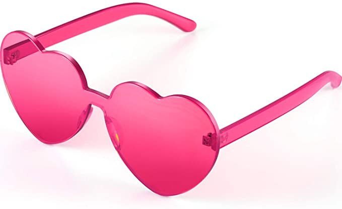 Maxdot Heart Shape Sunglasses Rimless Transparent Heart Glasses Colorful Party Favors | Amazon (US)