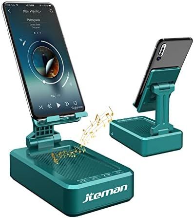 Jteman Cell Phone Stand,Angle Adjustable Phone Holder with Wireless Bluetooth Speakers,Strong Ped... | Amazon (US)