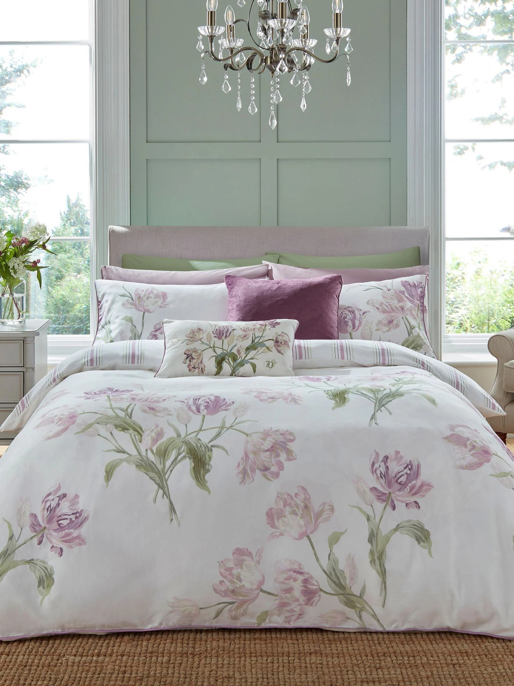 Laura Ashley Laura Ashley Purple Grape 220 Thread Count Gosford 100% Cotton Reversible Duvet Cover and Pillowcase Set | Next US