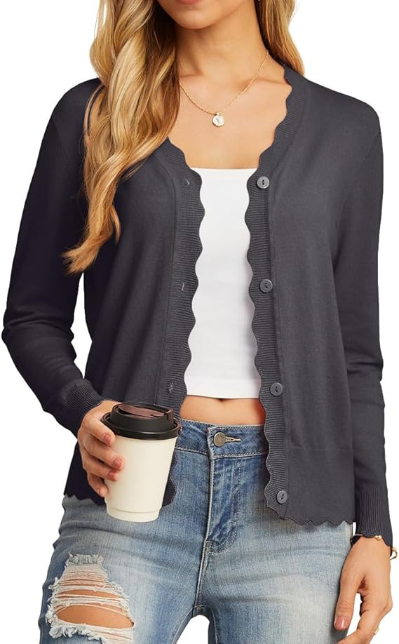 GRECERELLE Women's Long Sleeve V-Neck Button Down Cardigan Knit Shrugs Sweater | Amazon (US)