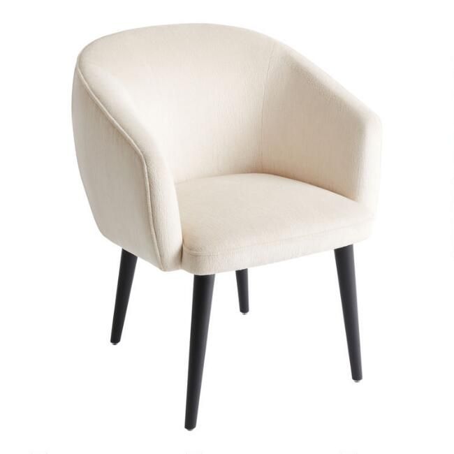 Cream Curved Back Chelsea Upholstered Dining Armchair | World Market