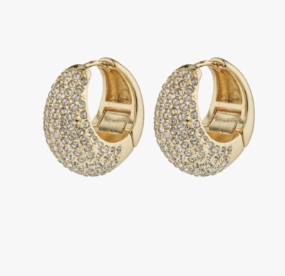 PILGRIM NAOMI GOLD CHUNKY CRYSTAL HOOP EARRINGS  NEW | eBay UK