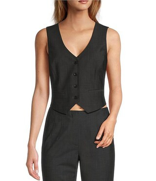 Antonio Melani Melinda V-Neck Sleeveless Wool Blend Button Front Vest | Dillard's | Dillard's