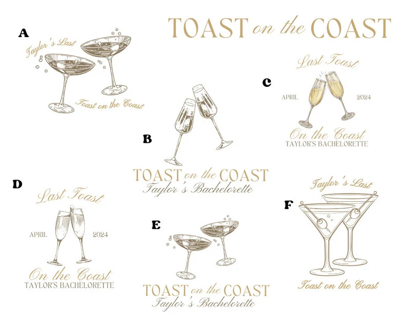 Personalized Bachelorette Party Logo, Custom Bachelorette Logo, Toast on the Coast Theme, Birthda... | Etsy (US)