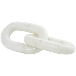 4 in. x 2 in. White Marble Geometric 2 Link Chain Sculpture | The Home Depot