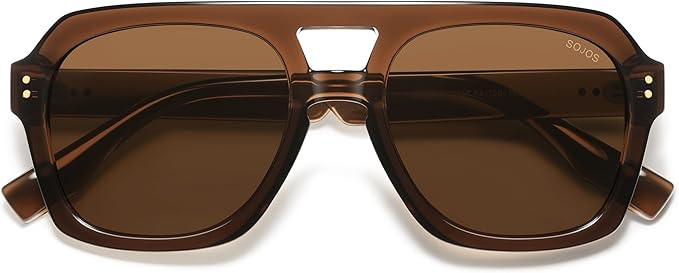 SOJOS Retro Thick Polarized Aviator Sunglasses for Women Men, Large Trendy Bold Square Pilot Shad... | Amazon (US)