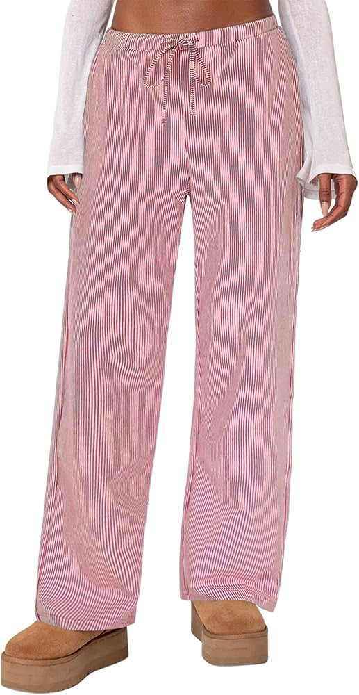 Womens Striped Pajama Pants Cotton Comfy Lounge Pj Pants Casual Wide Leg Drawstring Elastic Sleep... | Amazon (US)