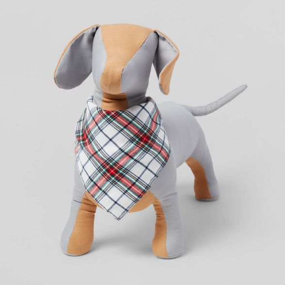 Tartan Plaid Brushed Wool-like Dog Fleece Bandana - White - Wondershop™ | Target