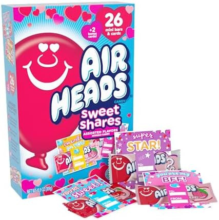 Airheads Candy, Valentine's Day Assorted Flavors Exchange Box - Includes 26 Mini Bars & Cards | Amazon (US)