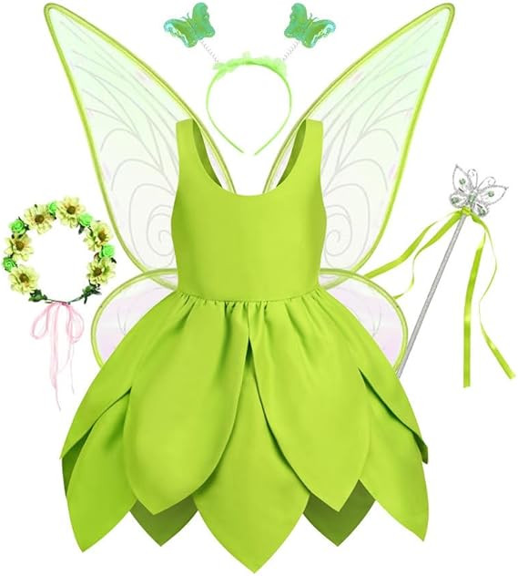 Princess Tinkerbell Costume for Girls,Forest Fairies Dress with Wings Halloween Costume Outfit fo... | Amazon (US)