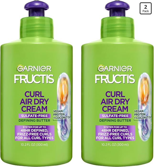 Garnier Fructis Curl Nourish Air Dry Cream Leave In Conditioner, Sulfate-Free Curl Defining Cream... | Amazon (US)