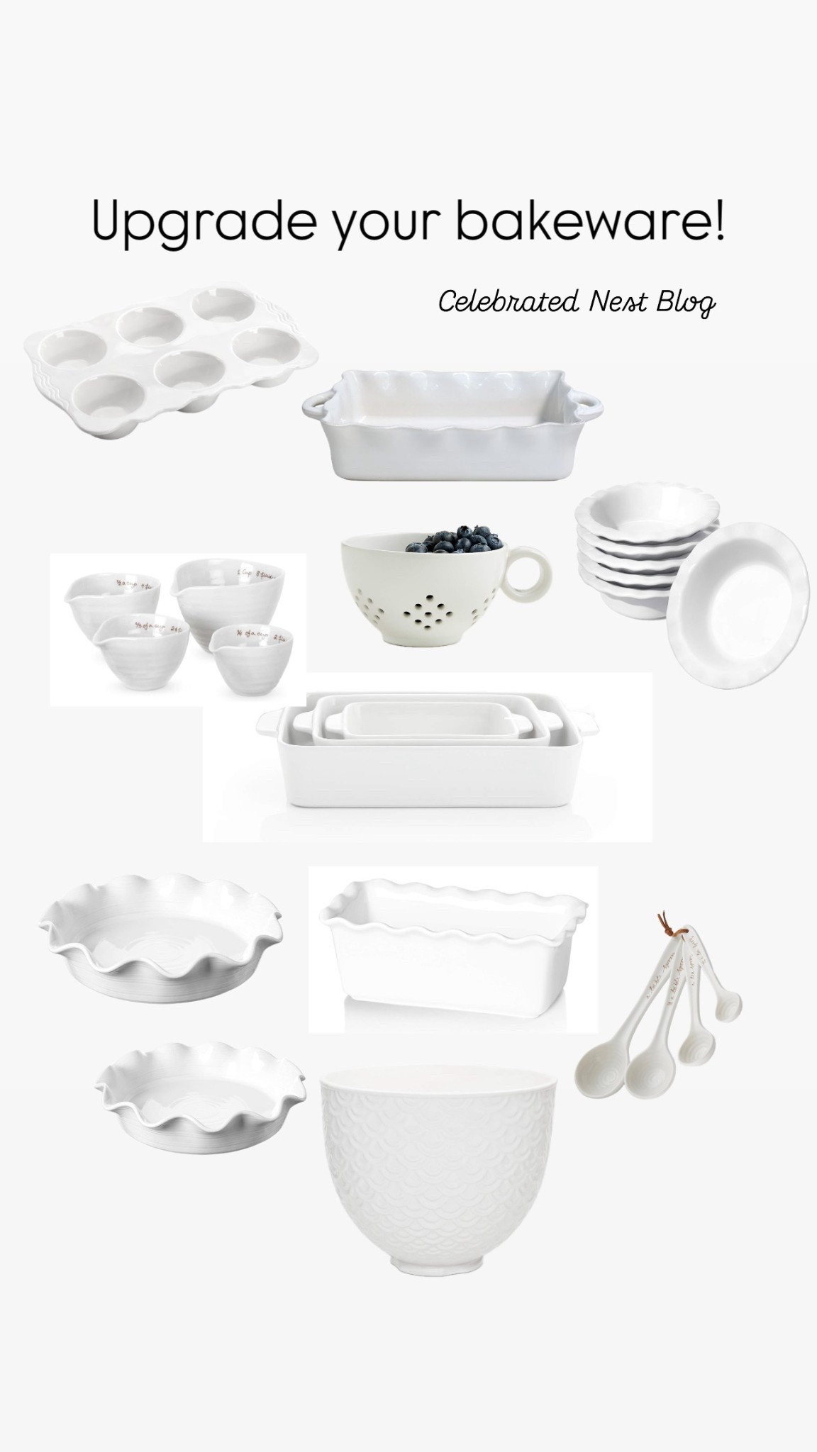 Fill your cabinets either beautiful white ceramic bakeware! Muffin pans, loaf pans, mixing bowls, pie plates and more! #bakeware #whitebakeware #rufflebakeware 

#LTKStyleTip #LTKFindsUnder50 #LTKHome