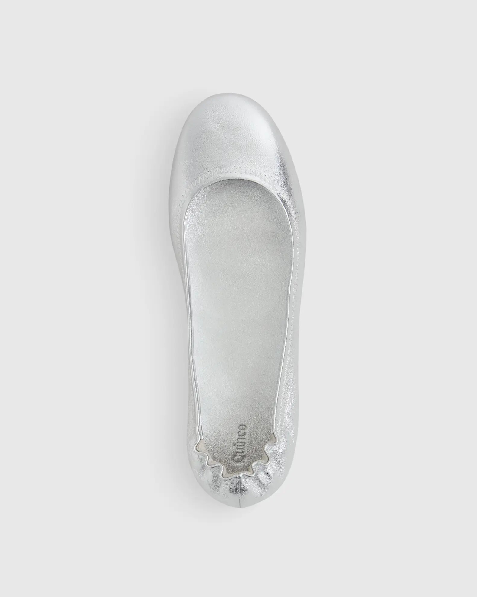 Italian Leather On-The-Go Ballet Flat in Silver | Quince