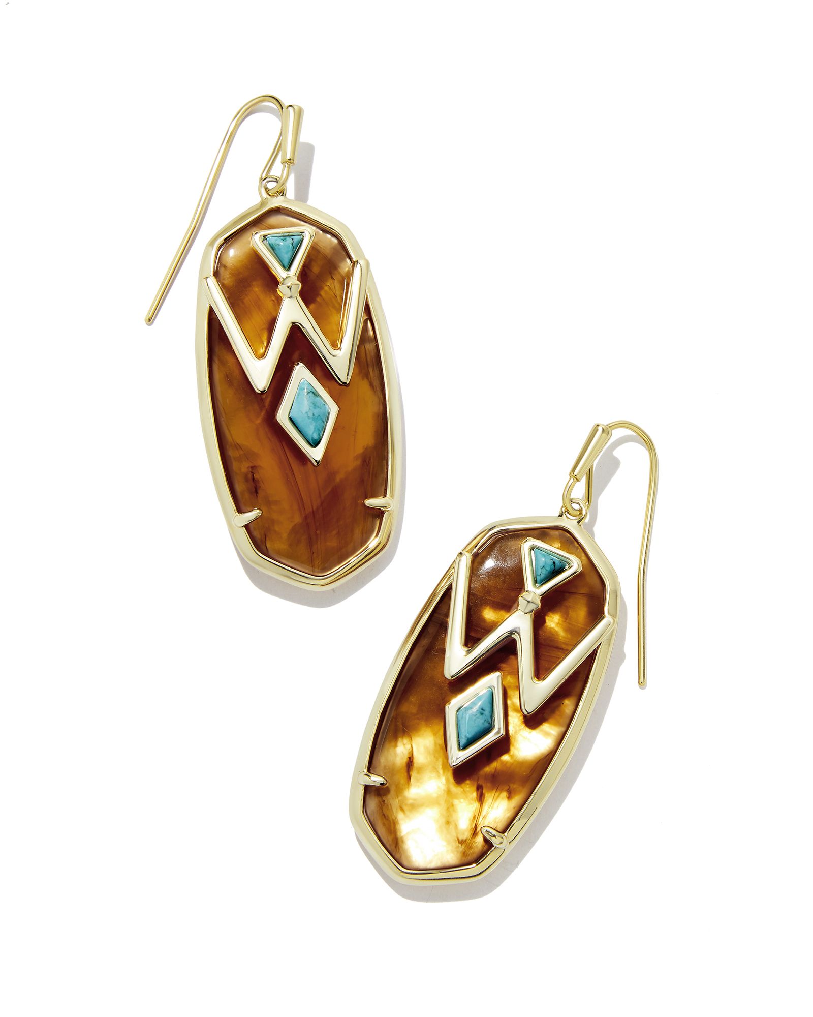 Wrangler® x Yellow Rose by Kendra Scott Elle Gold Drop Earrings in Amber Illusion with Variegate... | Kendra Scott