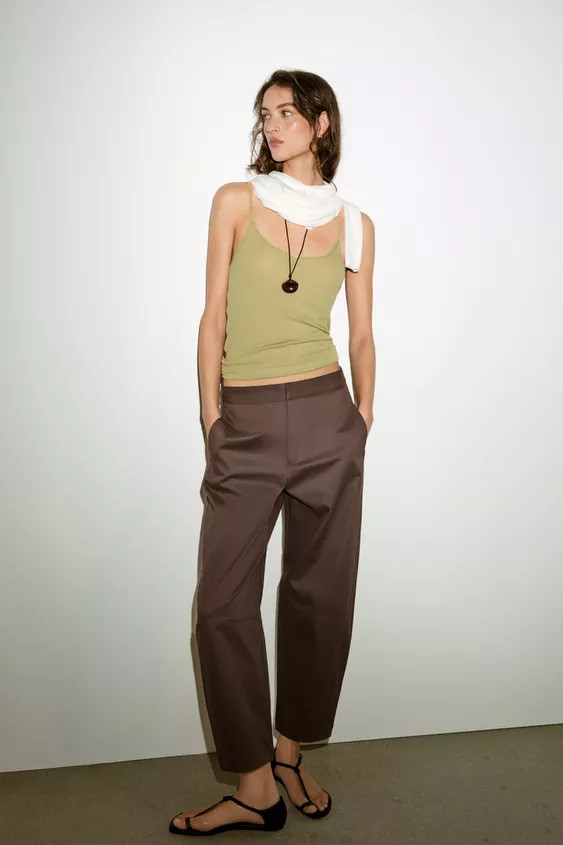 HERRINGBONE BARREL PANTS | Zara US