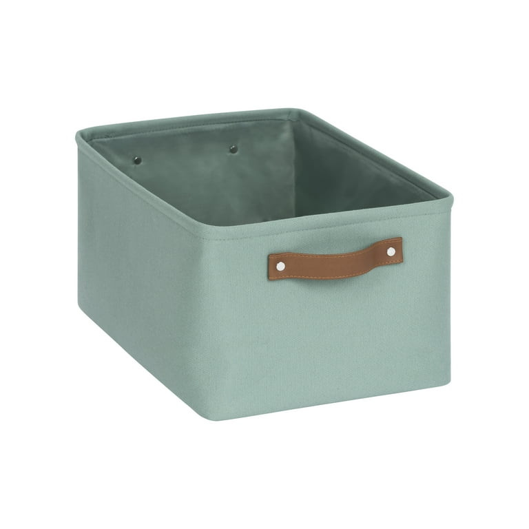 Mainstays Green Sage Canvas Fabric Decorative Storage Basket with Handles, 15 in x 8 in x 11 in | Walmart (US)