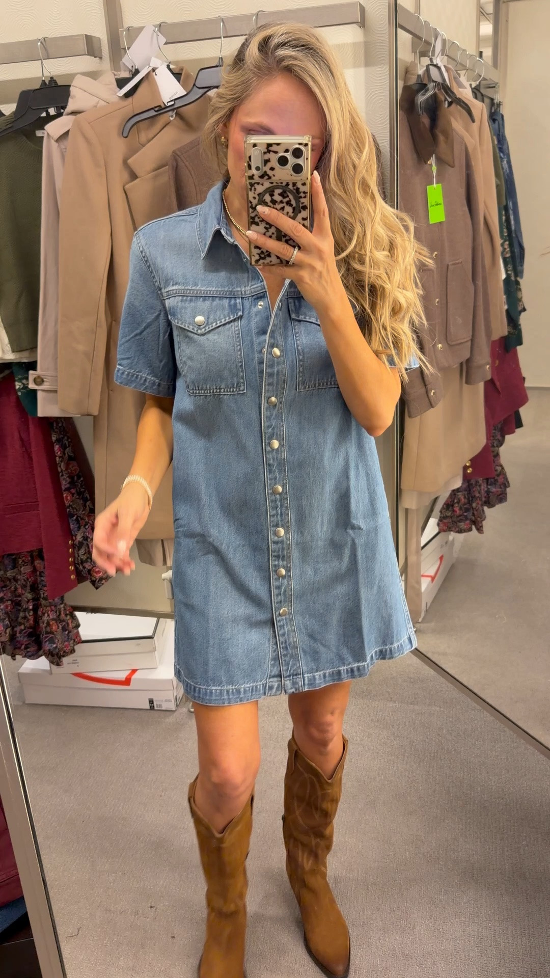 Nsale madewell denim dress so cute runs big! I’m in an extra small!!!! Also loving these cute western inspired boots!!! Tts

#LTKootd #LTKOver40 #LTKSaleAlert