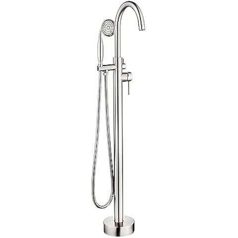 Delta Faucet Tetra Floor-Mount Freestanding Tub Filler with Hand Held Shower, Chrome Tub Faucet, ... | Amazon (US)