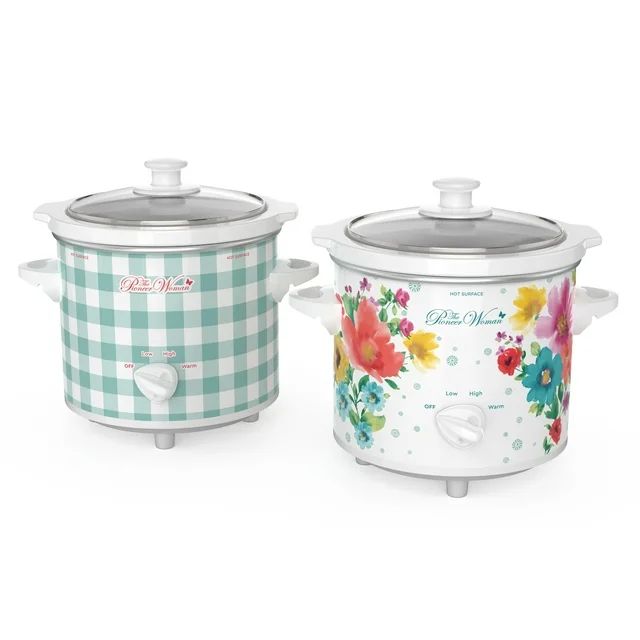 The Pioneer Woman Slow Cooker 1.5 Quart Twin Pack, Breezy Blossom and Teal Gingham, 33018 | Walmart (US)