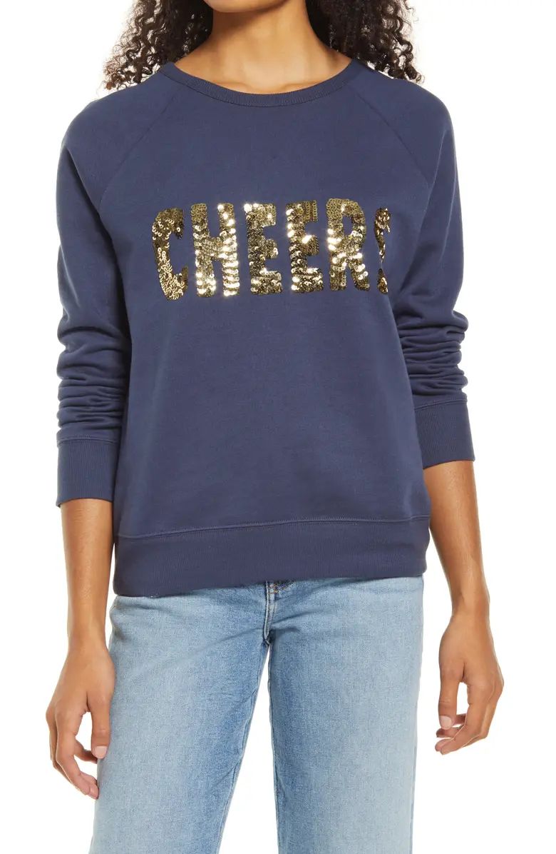 Caslon® Cheers Embellished Sweatshirt | Nordstrom | Nordstrom