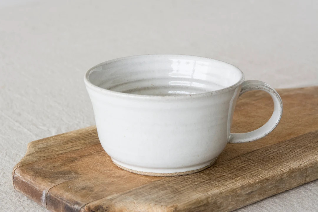 White Pottery Latte Coffee Cup, Tea Mug, Rustic Kitchenware - Etsy Canada | Etsy (US)