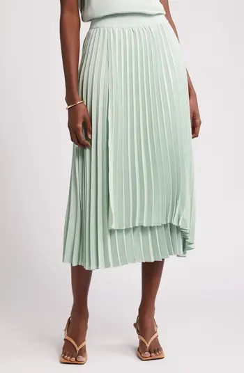 Nordstrom Pleated Asymmetric Hem Midi Skirt | Nordstrom | Nordstrom