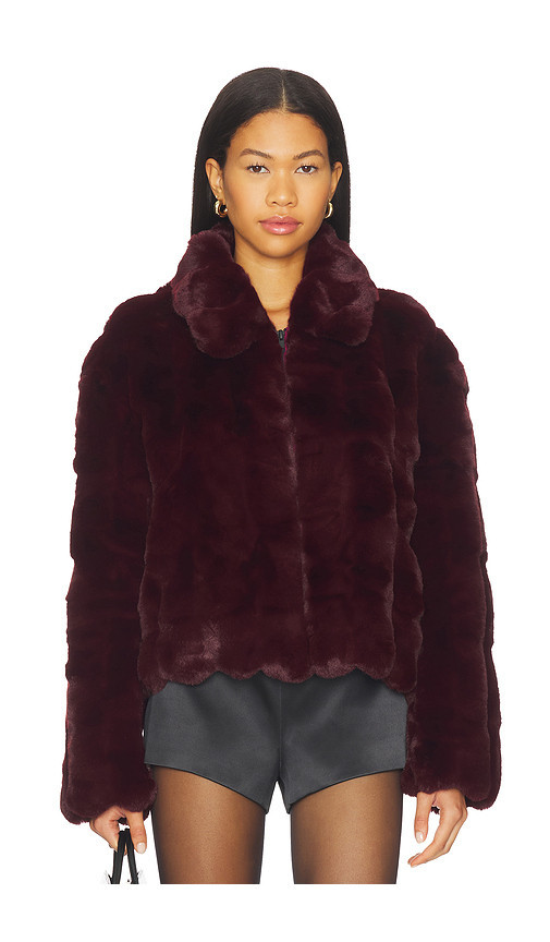 Bardot Sylvie Zip Faux Fur Jacket in Burgundy. Taglia 10. Also in 8. | Revolve Clothing (Global)