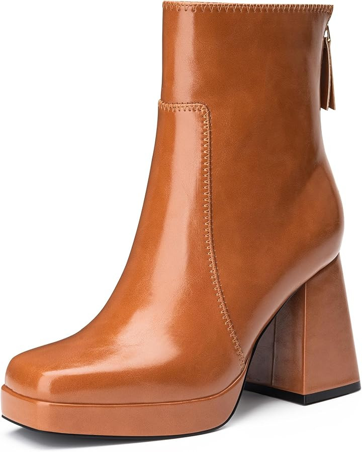 Trary Women's Platform Ankle Boots High Chunky Block Heels Square Toe Comfort Womens Booties Shoe... | Amazon (US)
