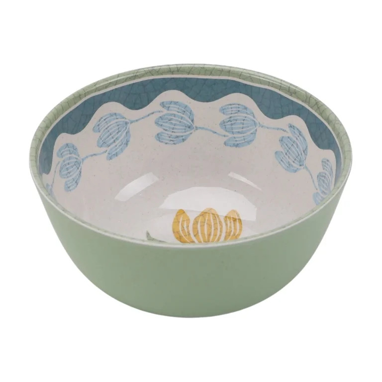 Better Homes & Gardens 12 Piece Bamboo Melamine Green Floral Dinnerware Set | Walmart (US)