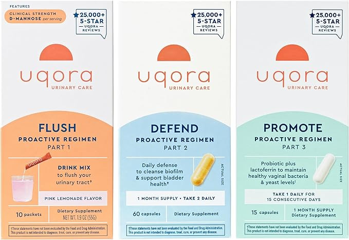 Uqora Complete Regimen with Flush, Defend & Promote - Urinary Tract Support with D-Mannose, Vitam... | Amazon (US)