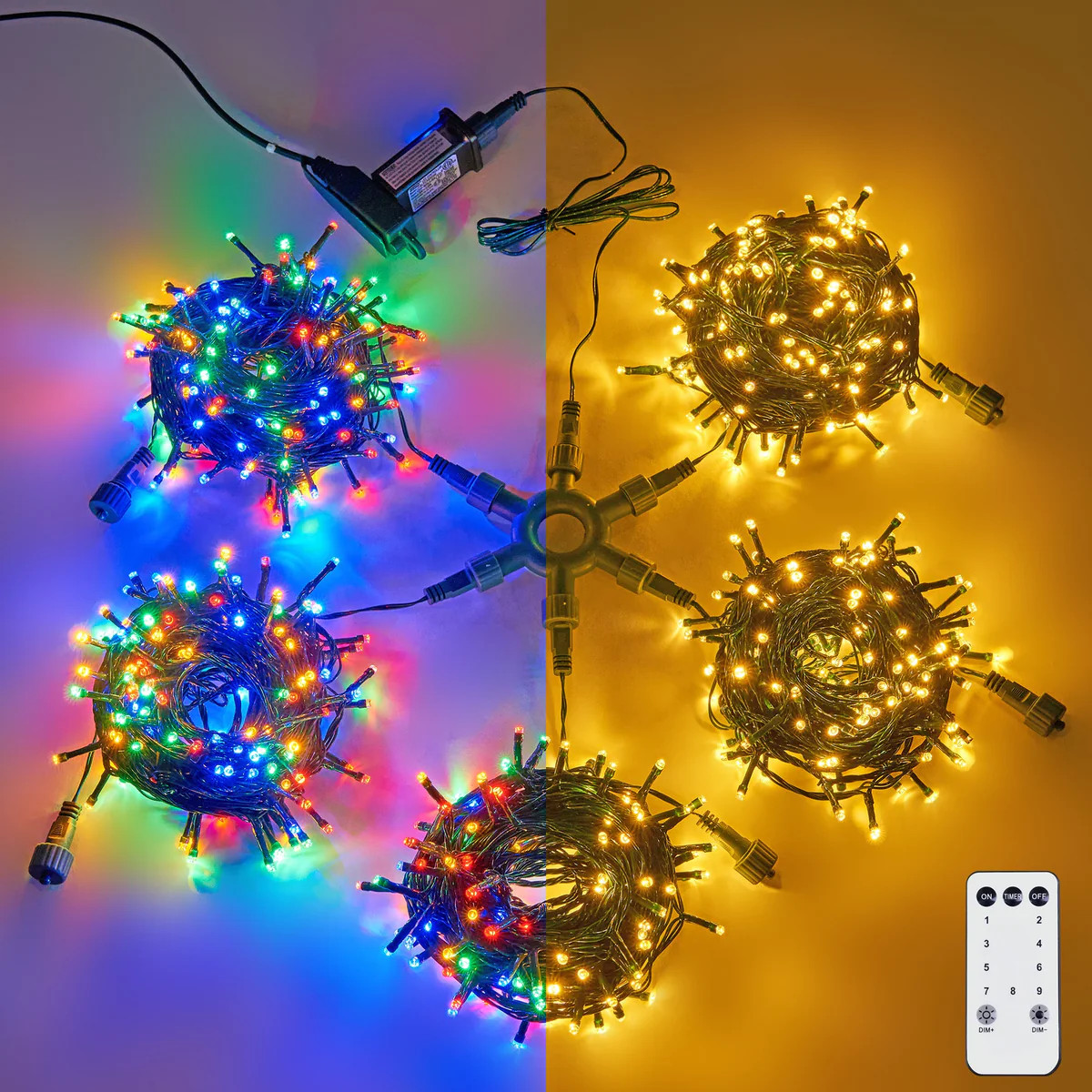 LED Christmas String Lights with Timer Remote &amp; Modes | E Home International Inc