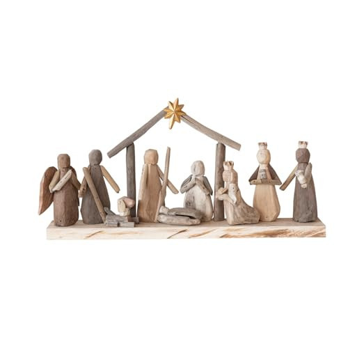 One Holiday Way 19-Inch Rustic Natural Driftwood & Acacia Wood Nativity Scene - Simple Faceless One Piece Christmas Wooden Nativity Set Christian Xmas Decoration | Amazon (US)