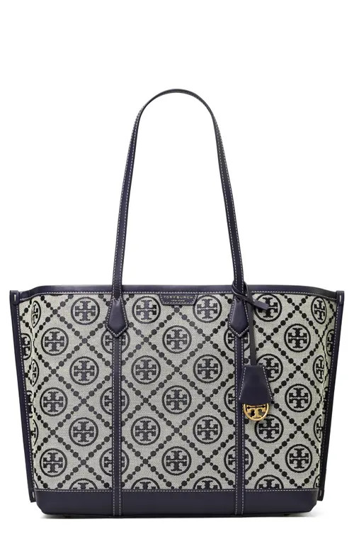 Tory Burch Perry T Monogram Jacquard Triple Tote in Tory Navy at Nordstrom | Nordstrom