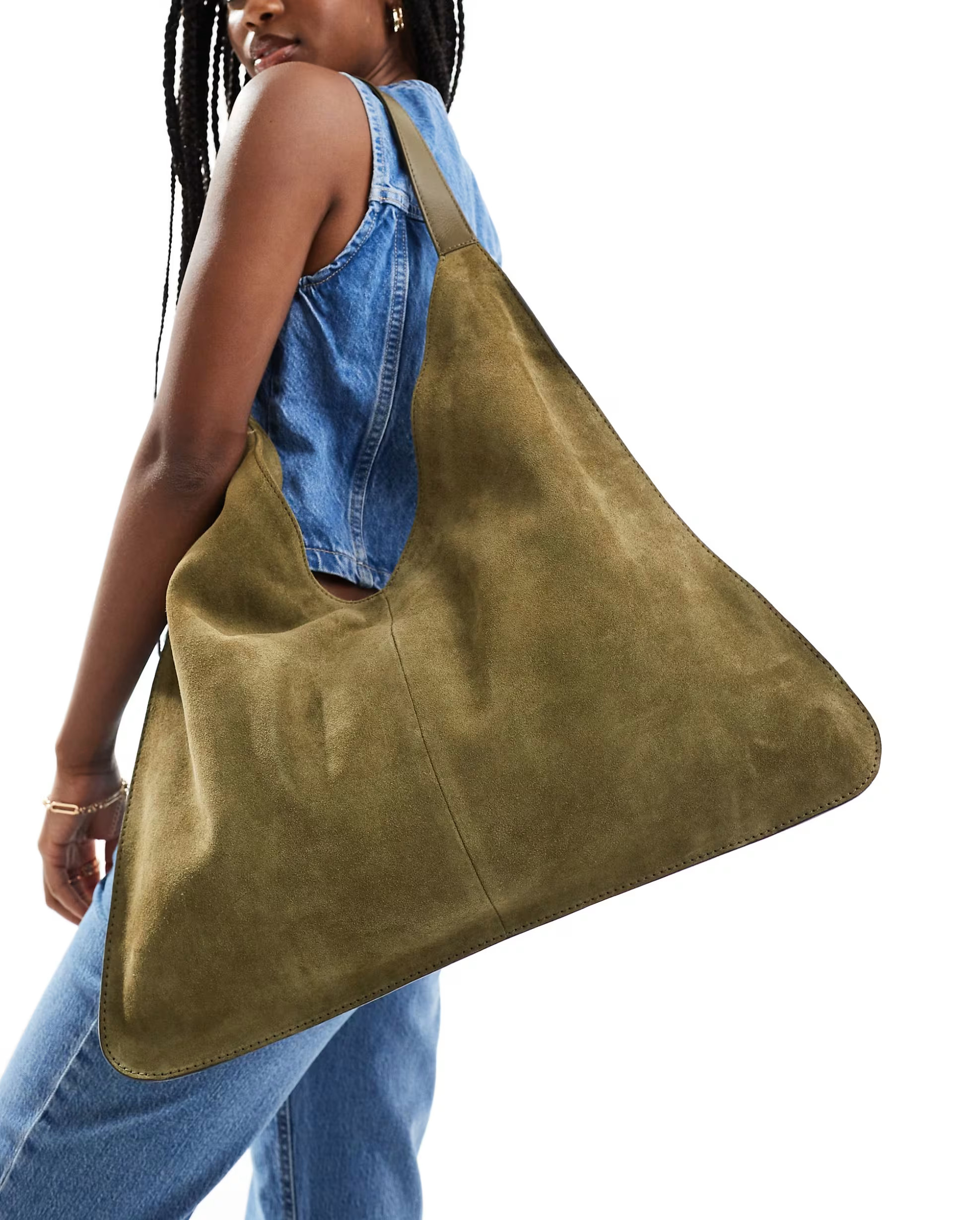 ASOS DESIGN suede tote bag in olive | ASOS | ASOS (Global)