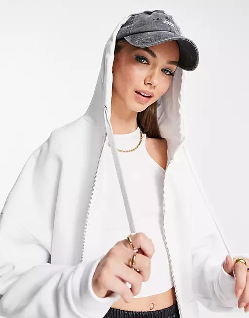 ASOS DESIGN oversized hoodie with zip in white | ASOS (Global)